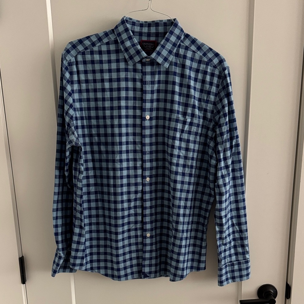 UNTUCKit Blue and White Checkered Shirt